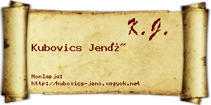 Kubovics Jenő névjegykártya